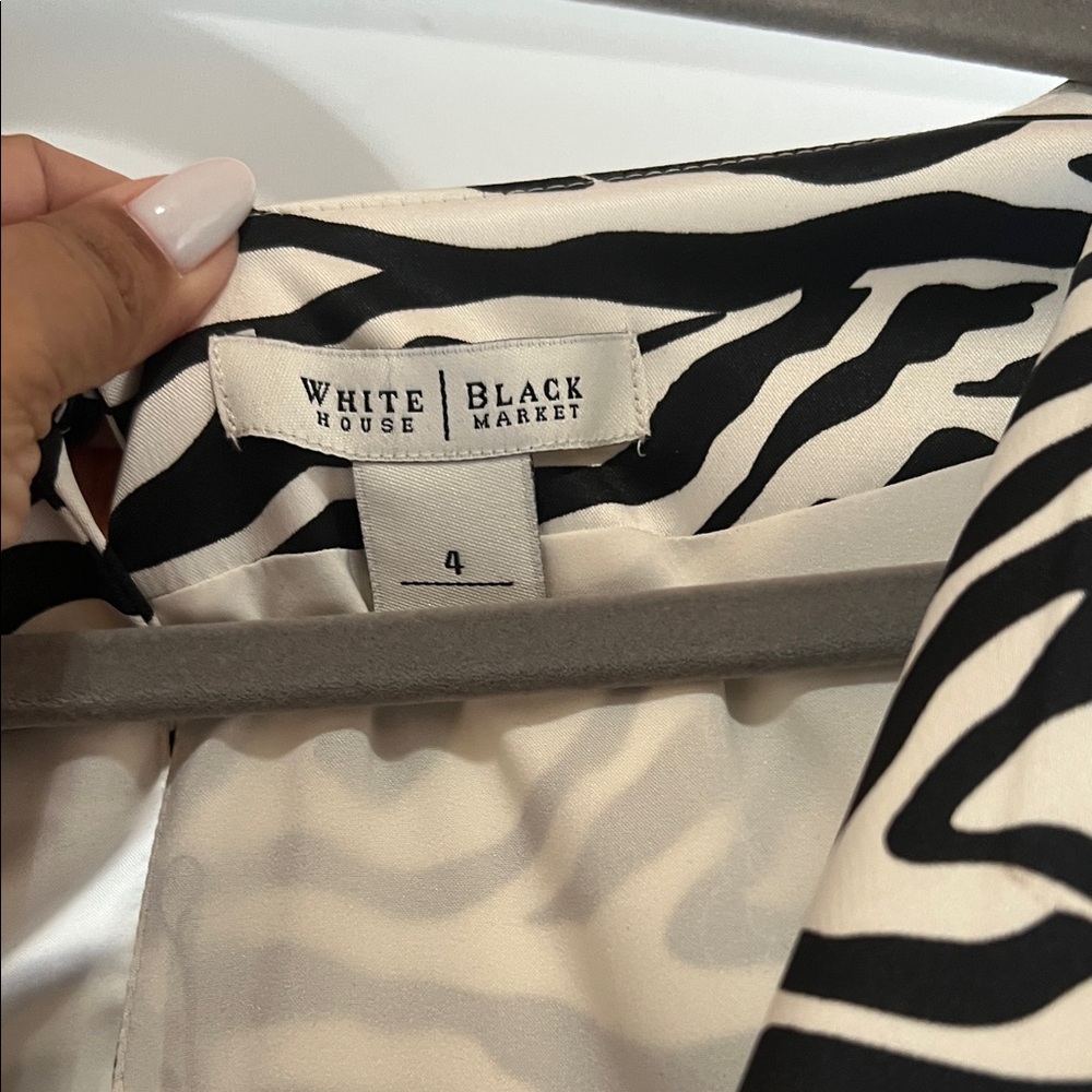 White House Black Market Black and White Asymmetrical Dress - Picture 2 of 12